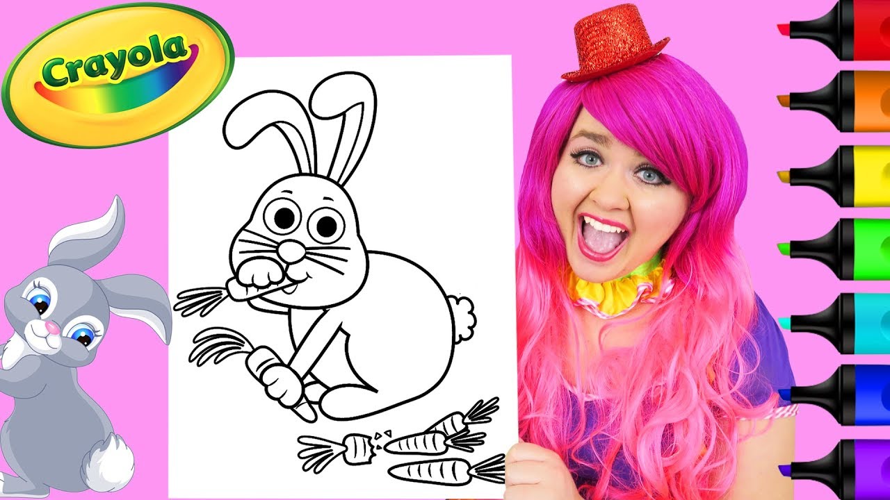 Coloring Cute Bunny Rabbit & Carrots Crayola Coloring Page Prismacolor Markers | KiMMi THE CLOWN