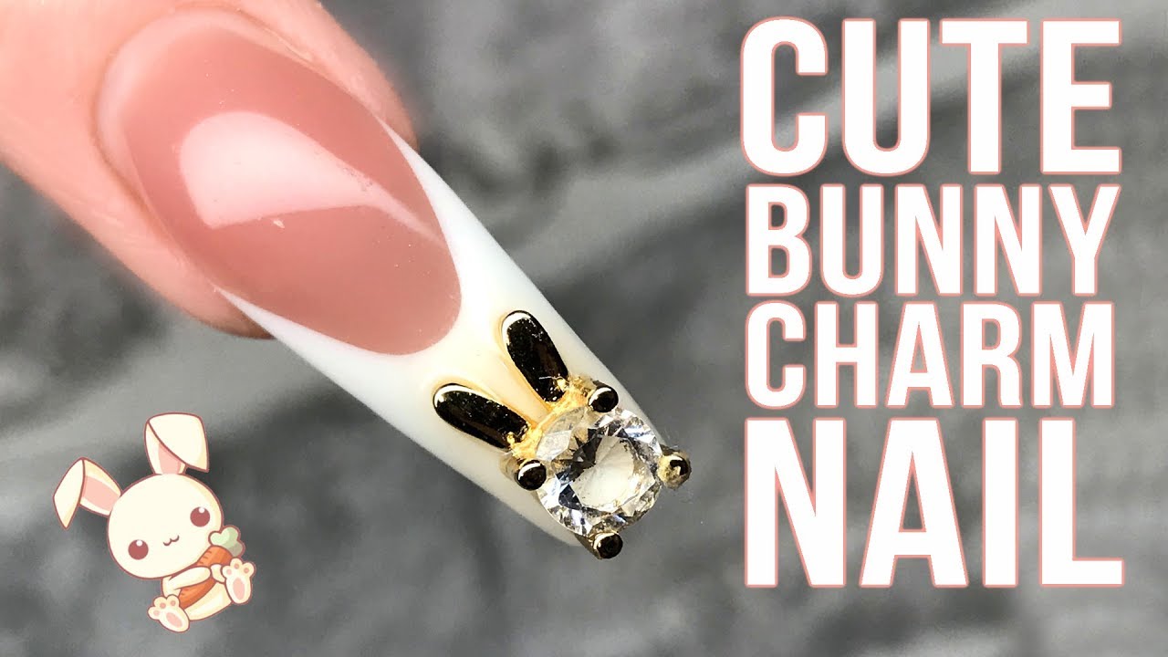 Super Cute Bunny Nail Charms Attached with AcryGel