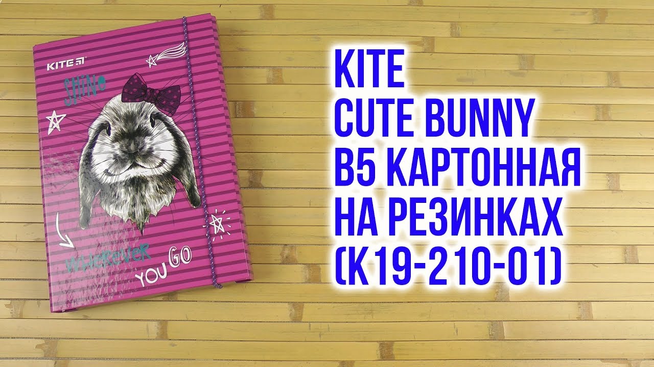 Распаковка Kite Cute Bunny B5 картонная на резинках K19-210-01