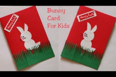 DIY Cute Bunny Card/Easter crafts for kids/bunny sitting in the green grass card making/Cute card