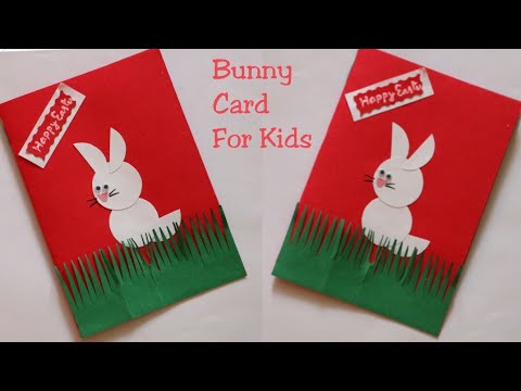 DIY Cute Bunny Card/Easter crafts for kids/bunny sitting in the green grass card making/Cute card