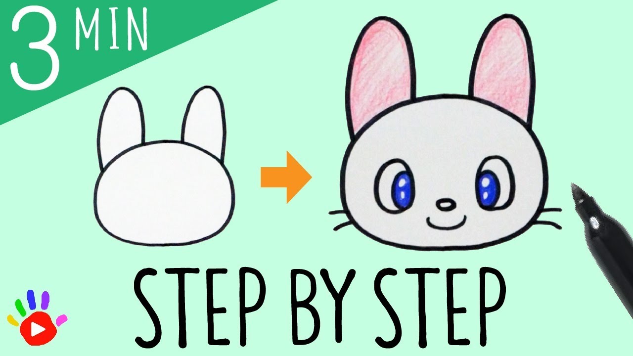 How to Draw a Cute Bunny Rabbit Face | Step by Step Drawing Tutorial for Kids | Easy Slow |OKIDOKIDS