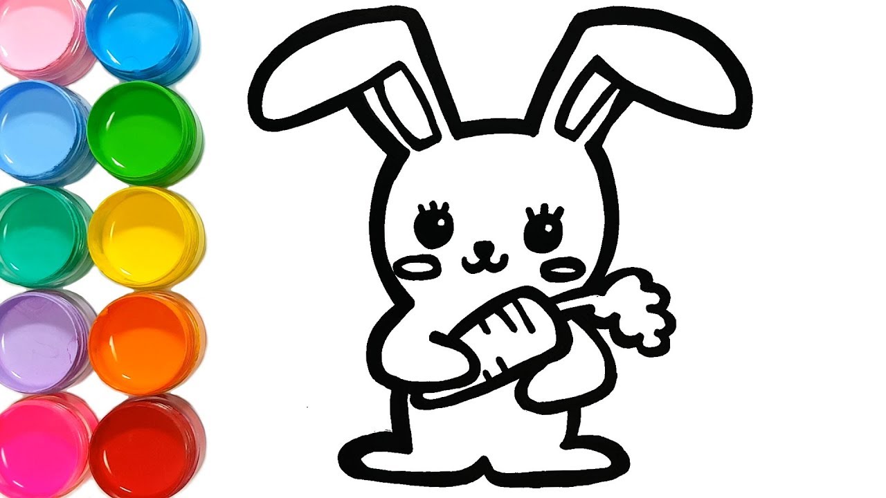 Cute Bunny with Big Ears coloring and drawing Learn Colors for kids | Jolly Toy Art ☆
