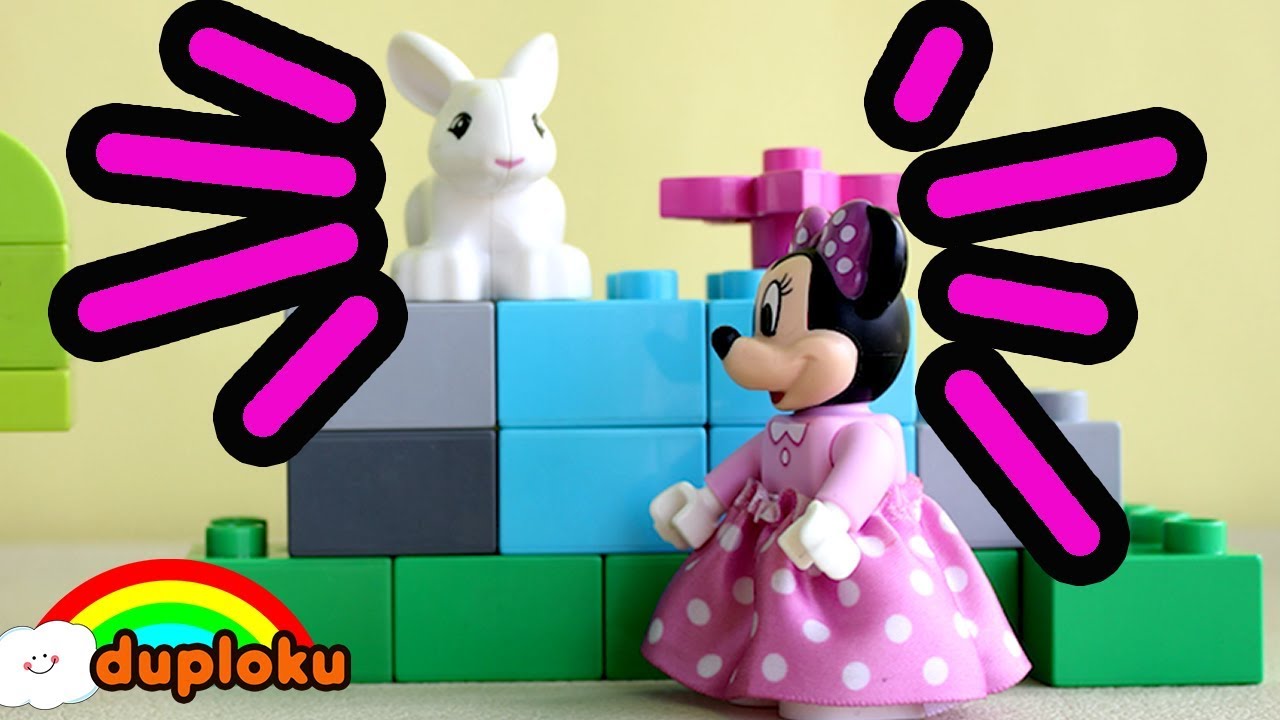 Membuat Rumah Kelinci bersama Minnie Mouse Building Baby Bunny House Cute Fun | Stop Motion Duploku