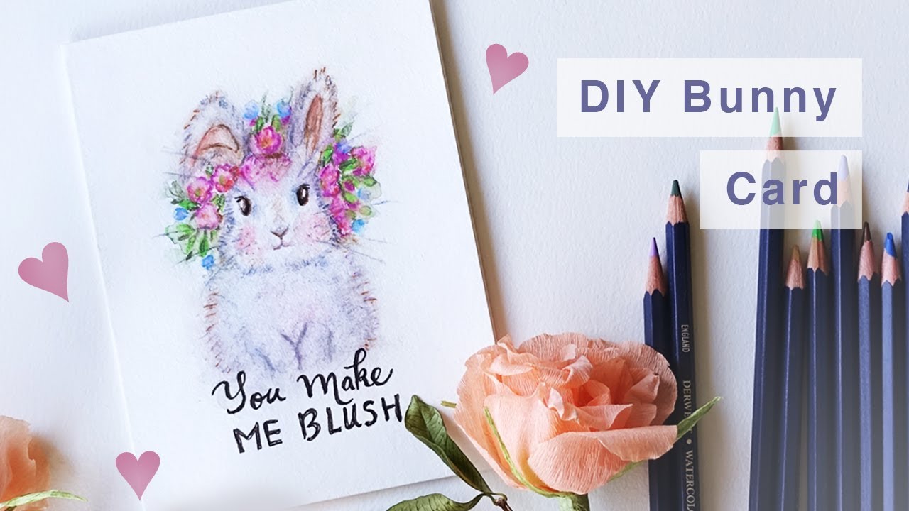 Cute DIY Bunny Card with Watercolor Pencils