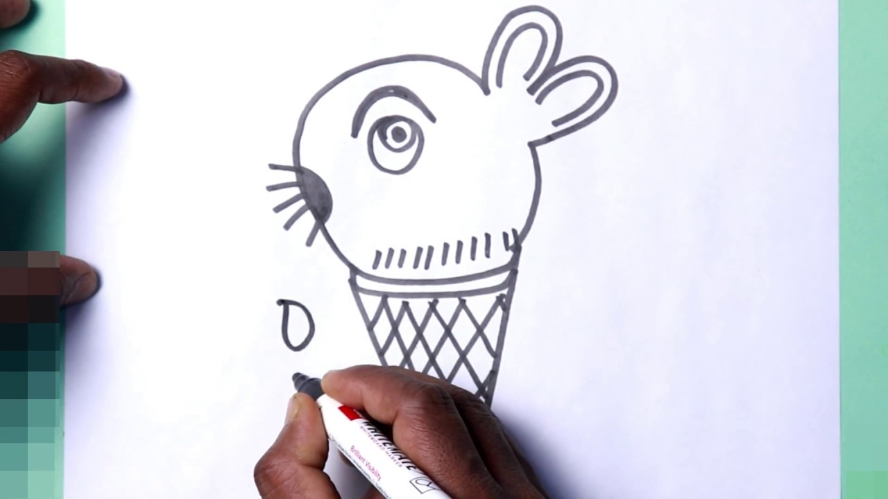 How To Draw Cute Rabbit Ice Cream For Kids - Step By Step - Easy Way
