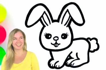 Coloring Cute Bunny with Paint and Drawing for Kids
