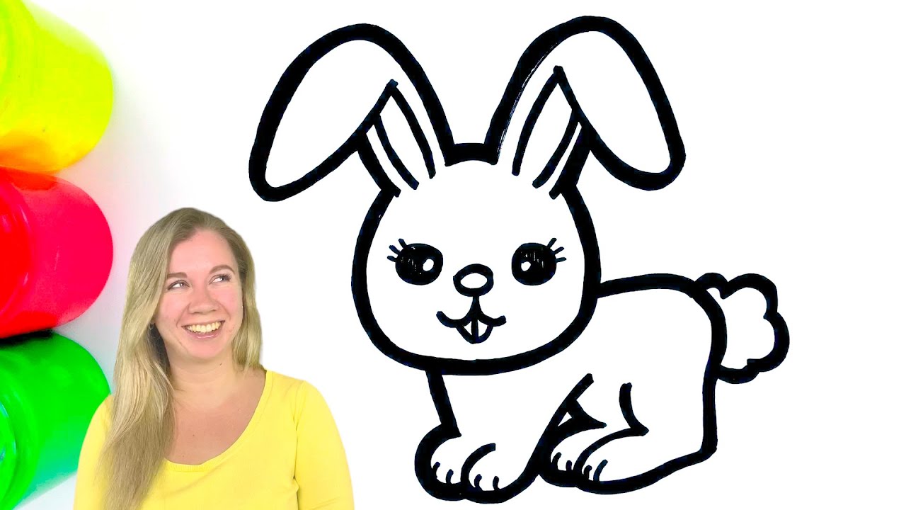 Coloring Cute Bunny with Paint and Drawing for Kids
