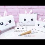 DIY Miniature Cute Bunny School Supplies 🐰 Backpack, Pencil Case, Notebook, Working Pen 🐇