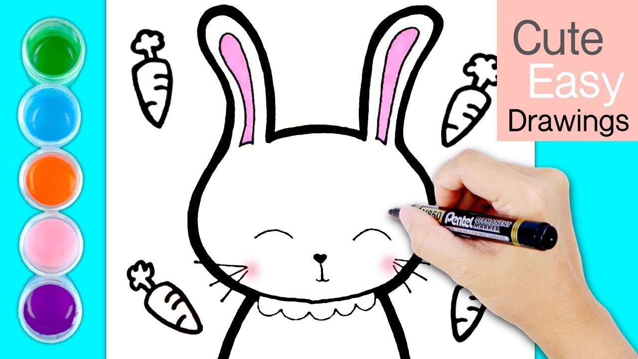 CUTE BUNNY DRAWING for Kids Doodle Art Simple | Cute Easy Drawings