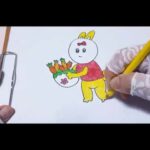 cute rabbit  and carrot drawing and coloring  for kids