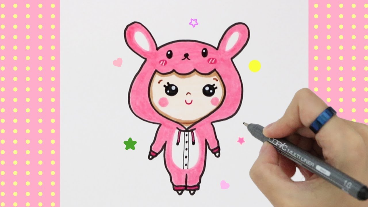 How to Draw a Cute Rabbit Pajamas★토끼잠옷 입은 예뿍이 그리기★ 손그림_예뿍드로우