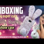 UNBOXING my super cute pink fluffy bunny ears cellphone case