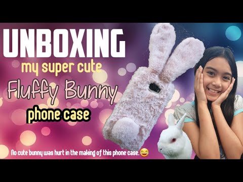UNBOXING my super cute pink fluffy bunny ears cellphone case