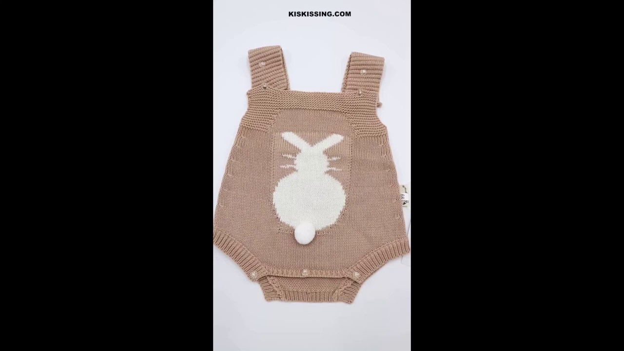 Cute Rabbit Knitted Cotton Baby Suspender Romper Onesies Bodysuit Wholesale