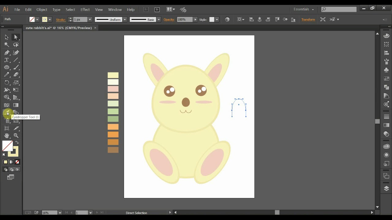 Adobe Illustrator Process | cute rabbit Character Illustration