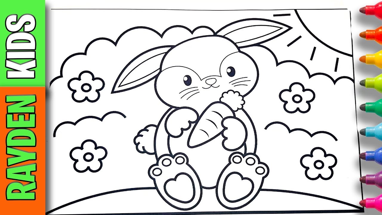 Drawing Cute RABBIT | Coloring for Toddlers, Kids