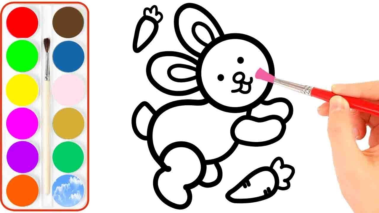 Glitter Cute Rabbit, Coloring and drawing for Kids | Learn colors Animals with Children, Toddlers