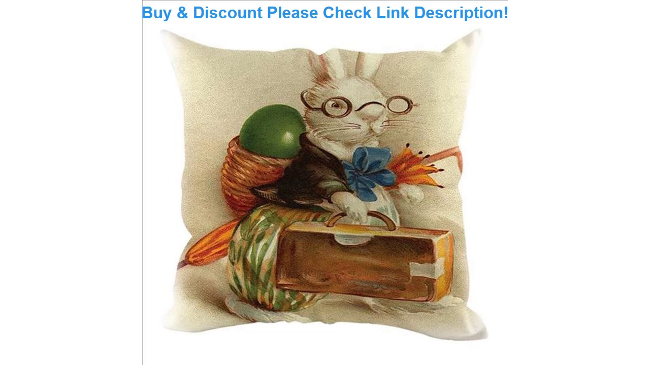 Best Cute rabbit print Easter Linen Square Rabbit Throw Pillowcase Waist Cushion Cover Home Decor W