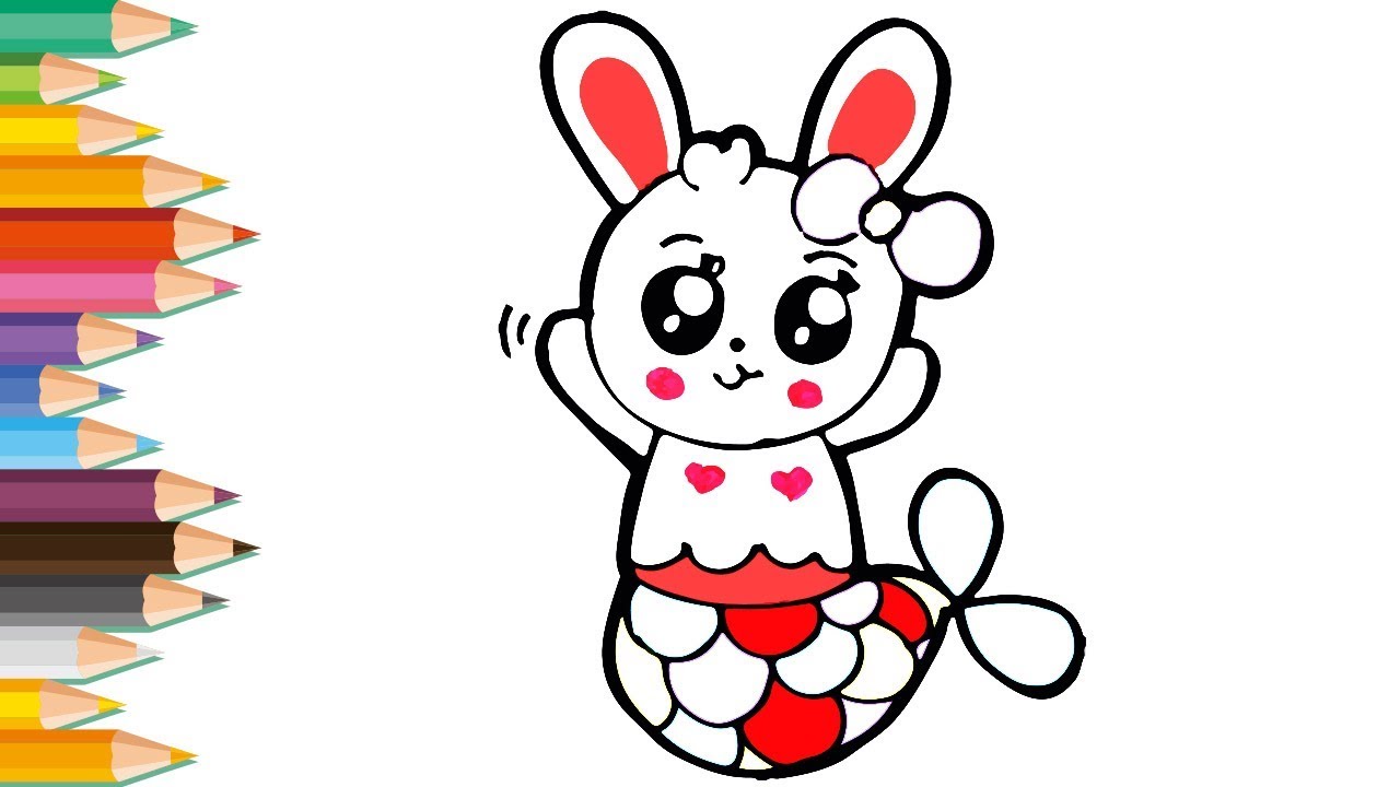 Drawing and Coloring for Kid | Cute Rabbit Mermaid | Lovely Kids