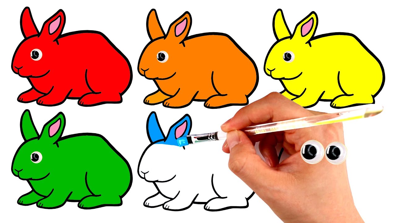 Glitter Rainbow Bunny Rabbit Coloring Pages for Kids | Belajar Menggambar dan Mewarnai untuk Anak
