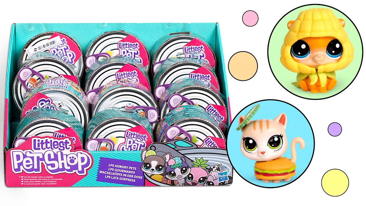 Whole Box Of Cute Pets And Food: Unboxing Littlest Pet Shop Hungry Pets