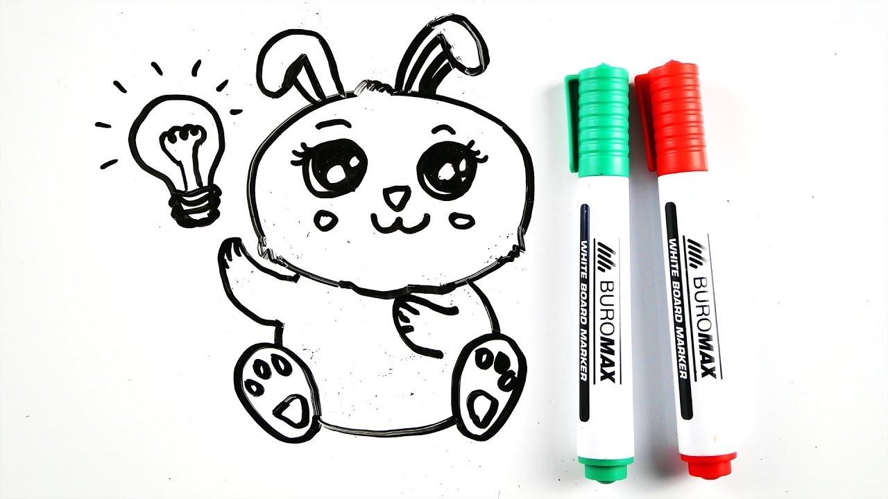How to Draw a Cute Rabbit Easy for kids 🐰🥕 Stop Motion Whiteboard Animation