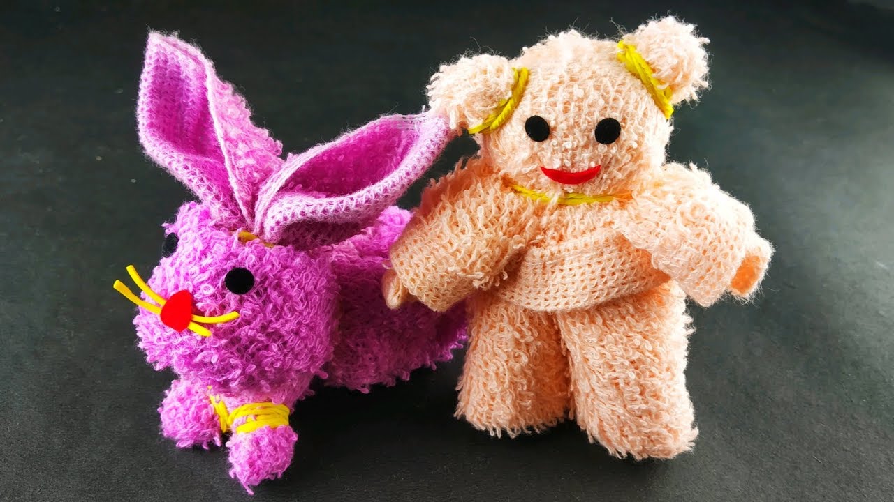 DIY Teddy bear made of towel। mini rabbit making  from towel.