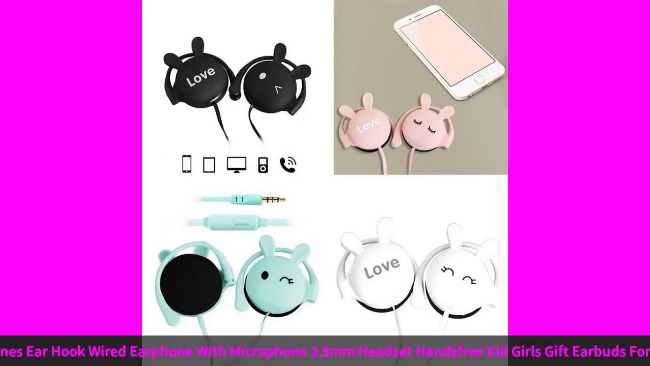 Cute Rabbit Headphones Ear Hook Wired Earphone With Microphone 3.5mm Headset Handsfree Kid Girls ...