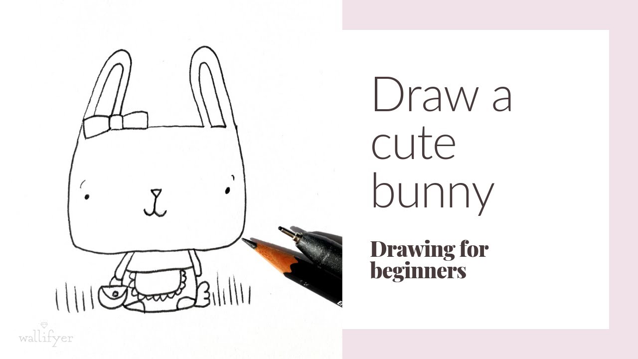 How to draw a bunny easy for beginners - Speed drawing of me creating a digital stamp