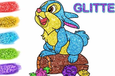 Glitter Cute Bunny  coloring and drawing | Learn Colors for kids / How to Draw for KIDS