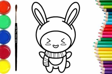 Coloring Cute Kawaii Baby in Bunny Suit | Painting and drawing for Kids & Toddlers ❤️