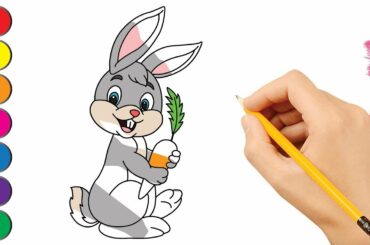 Learn to Draw a Cute Rabbit for Kids | Drawing and Coloring a Rabbit