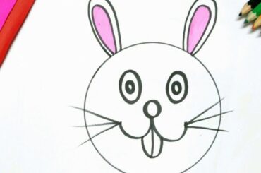 Drawing & coloring Bunny Rabbit from basic shapes – Circle, How to draw and paint for kids & toddler