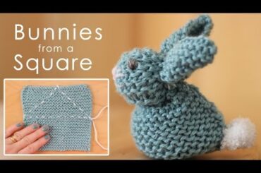 How to Knit a BUNNY from a SQUARE: Easy for Beginning Knitters