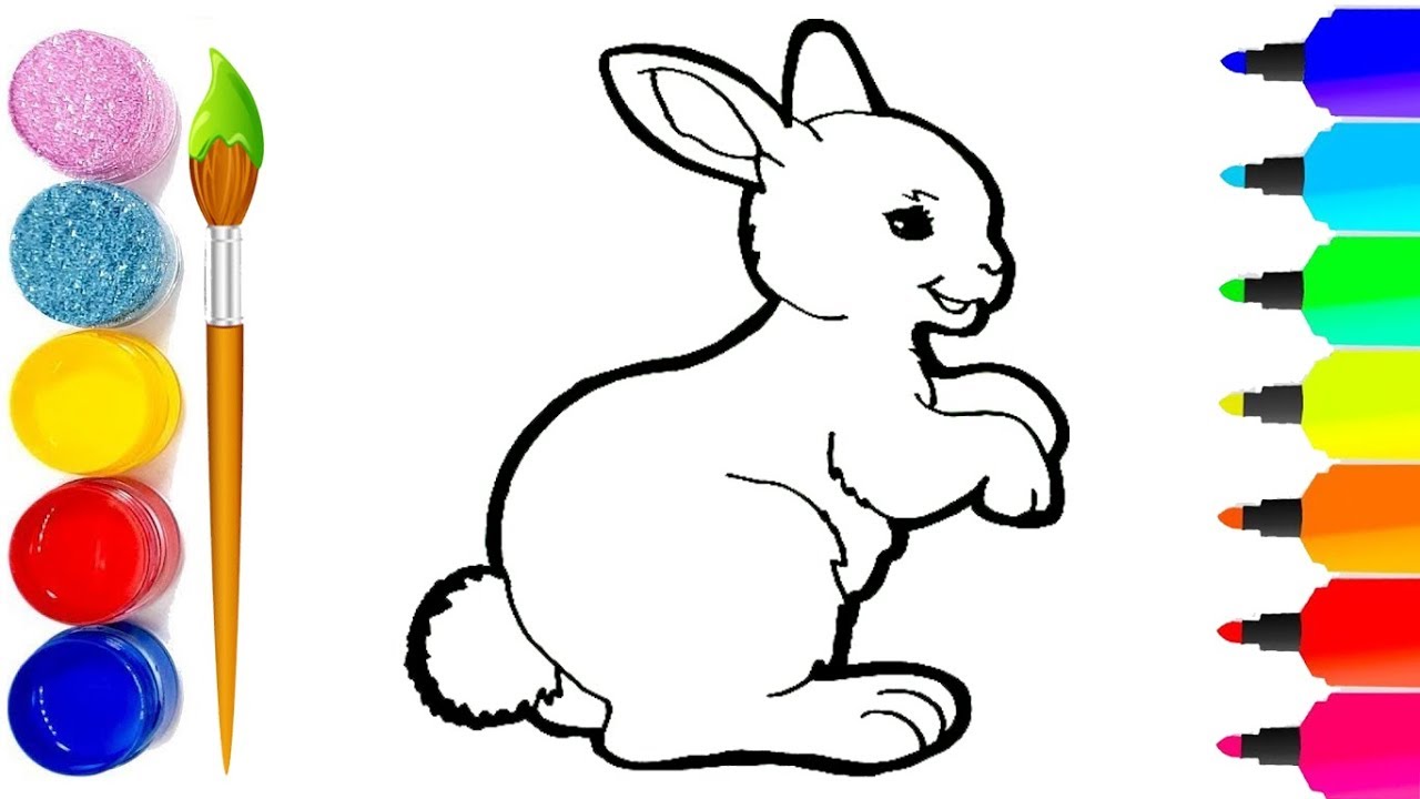 How To Draw and Coloring Rabbit So Cute - Teach Baby Draw and Creative With Animals