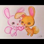 How to draw Cute Love Rabbits Step by Step | Art drawing tutorial easy