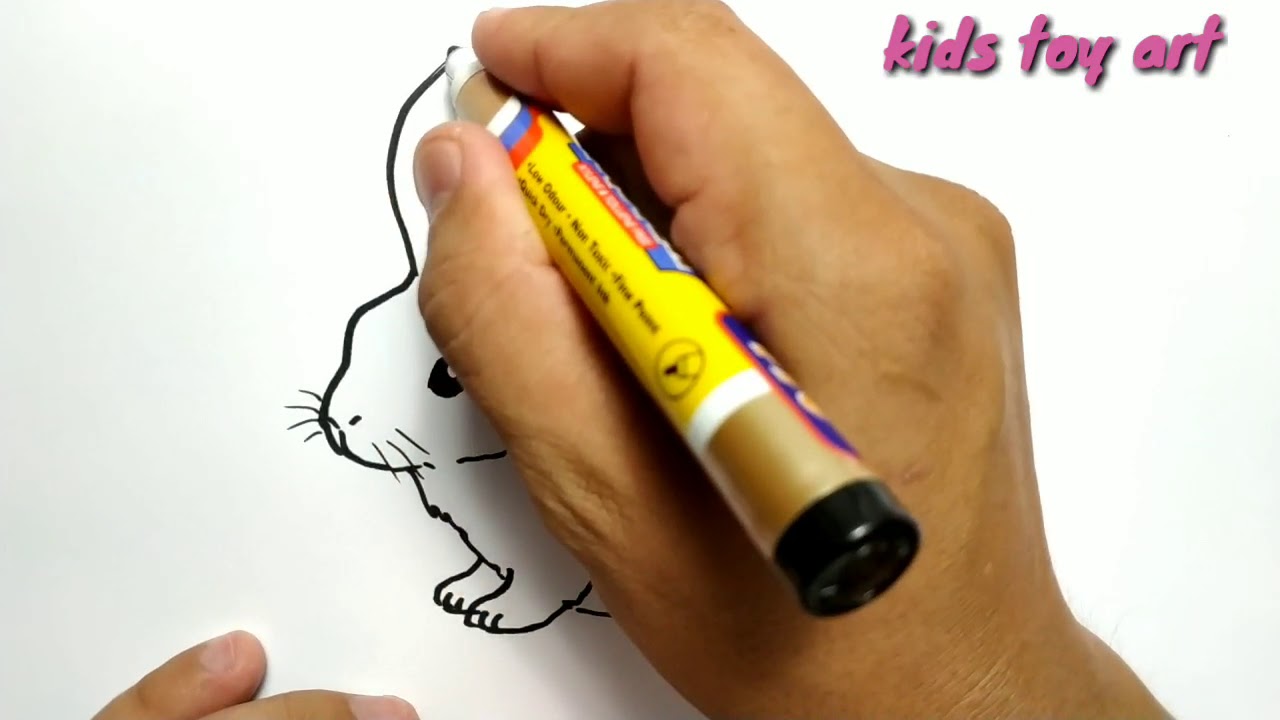 very easy , how to draw  cute rabbit / drawing and coloring for kids, toddlers
