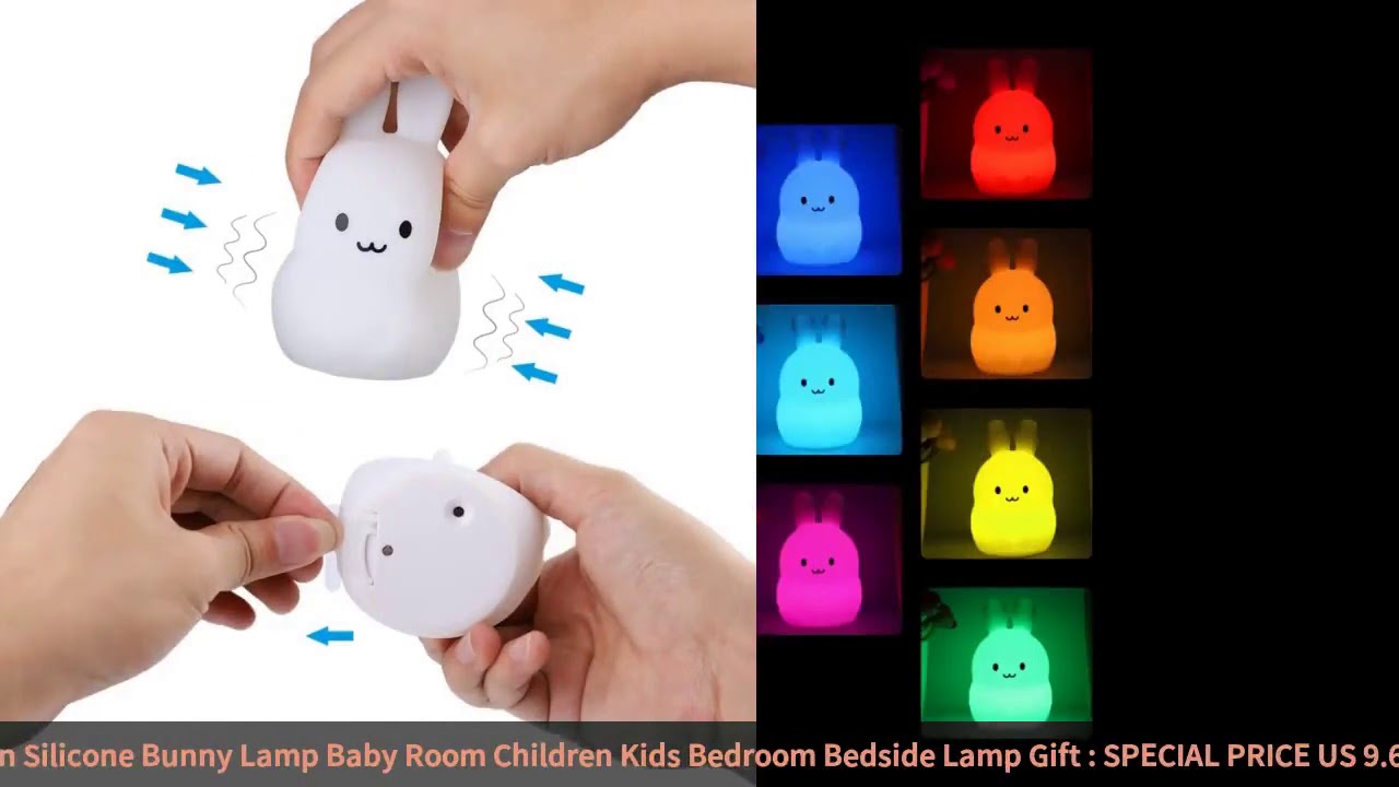 Mini Rabbit LED Night Light 9 Colors Change Cute Cartoon Silicone Bunny