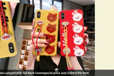 Cute Cartoon Rabbit Bear Wrist Strap Phone Case For iphone 8 Case XR XS MAX 7 6 plus Soft Silicon...