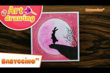Babyccino Art Drawing - Ep 16 - Cute Bunny Scenery | Oil Pastel Drawing