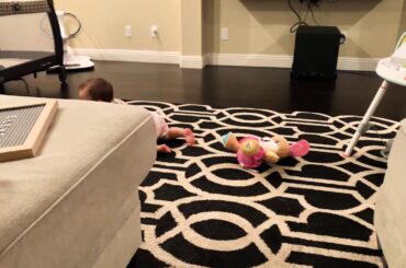 Baby kissing her stuffed bunny