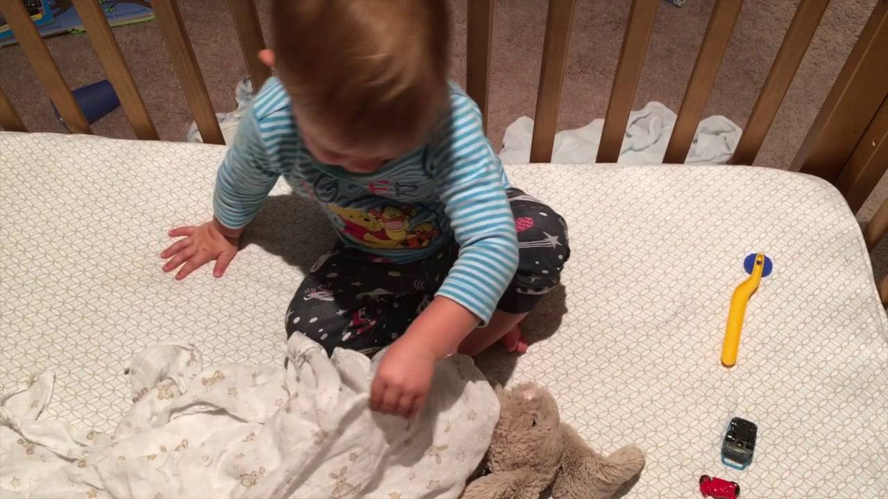 Cute video of baby toddler Twin  Tucking in his Jellycat Bunny