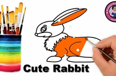 Cute Rabbit Drawing and Coloring for Kids | Toddlers | Cute Bugs Bunny Drawing