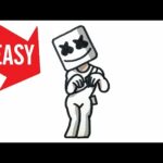 How to draw Fortnite emote【BUNNY HOP】with Marshmello Easy & Cute drawing｜Jolly Art NEGI