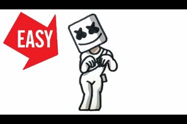 How to draw Fortnite emote【BUNNY HOP】with Marshmello Easy & Cute drawing｜Jolly Art NEGI