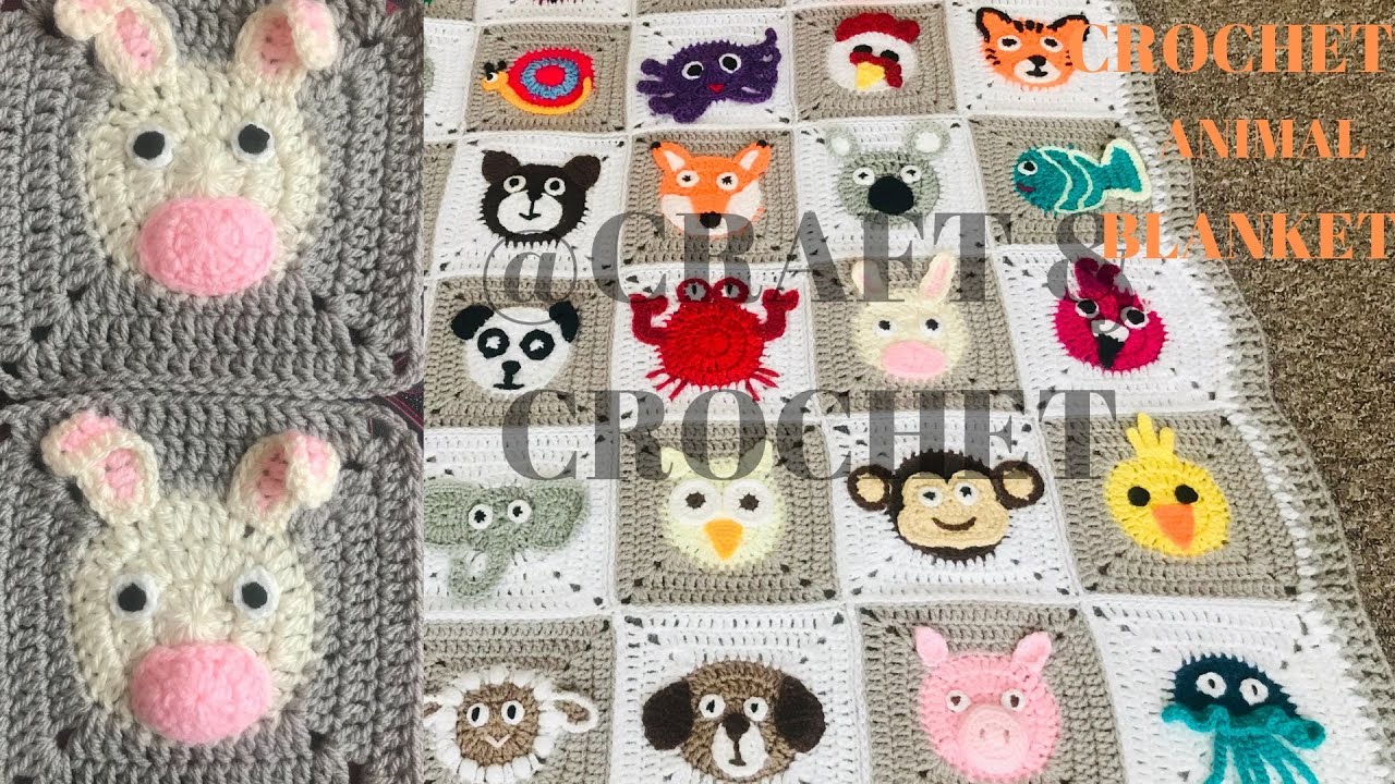 Crochet Bunny/ Crochet animal blanket/crochet baby blanket/Part:16