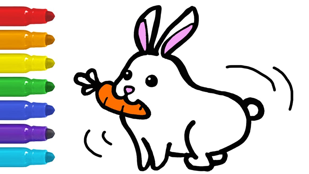 Lovely Rabbit and Carrot Coloring and Drawing - Lulu Kids Art