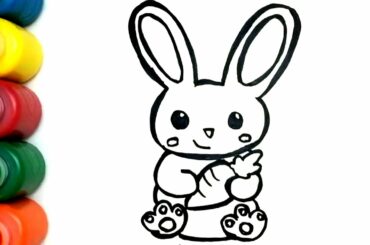 Cute Glitter Bunny with Big Ears Drawing and Coloring