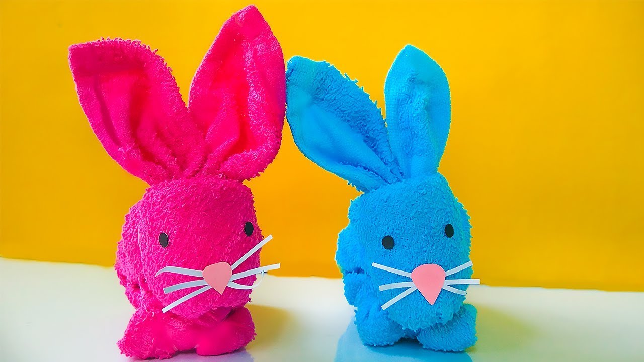 How to make a cute Bunny with a towel and rubber band | Easter Bunny